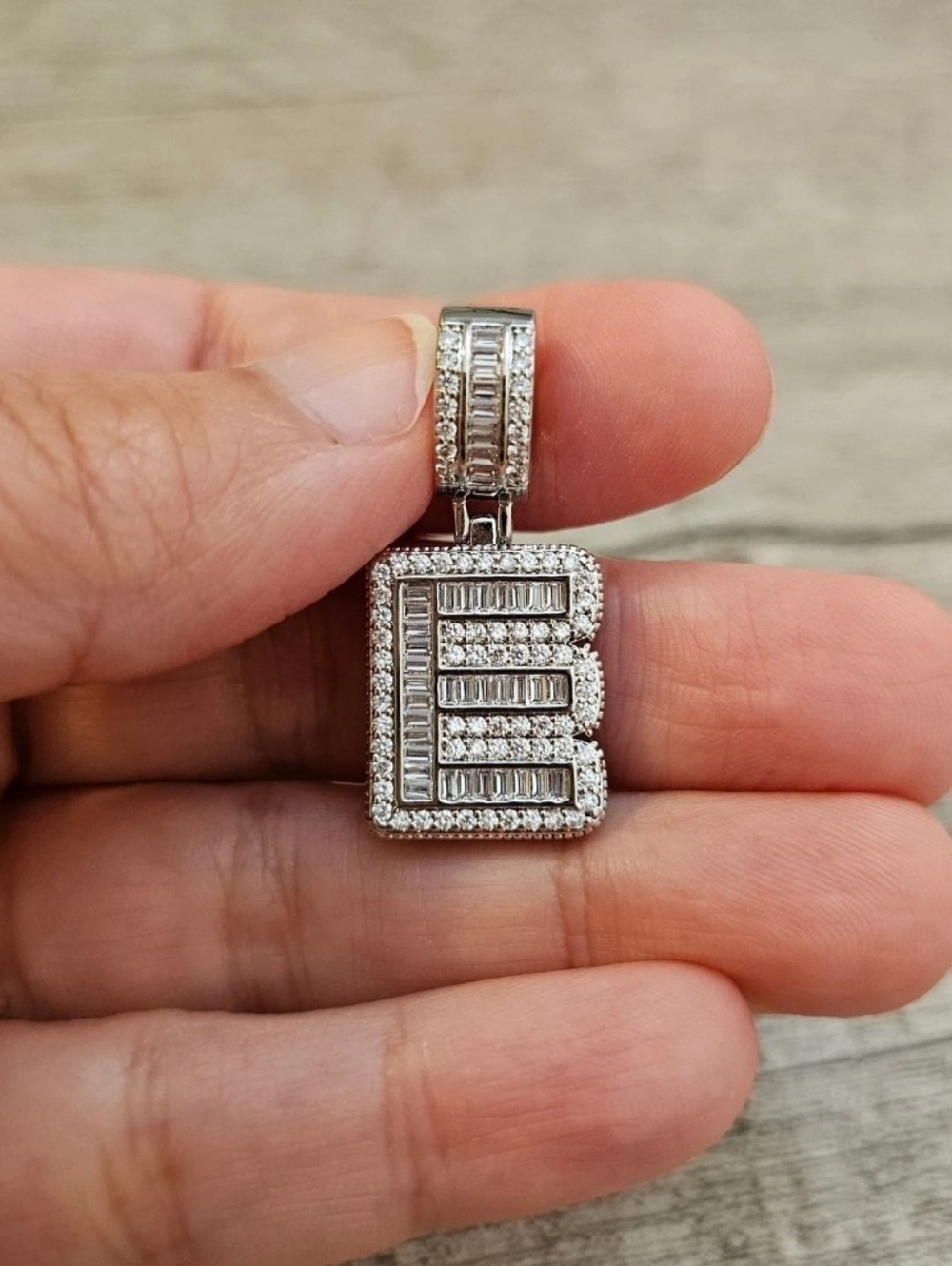 Sterling Silver  plated Letters A to Z Initial Baguette CZ P - Picture 11 of 15